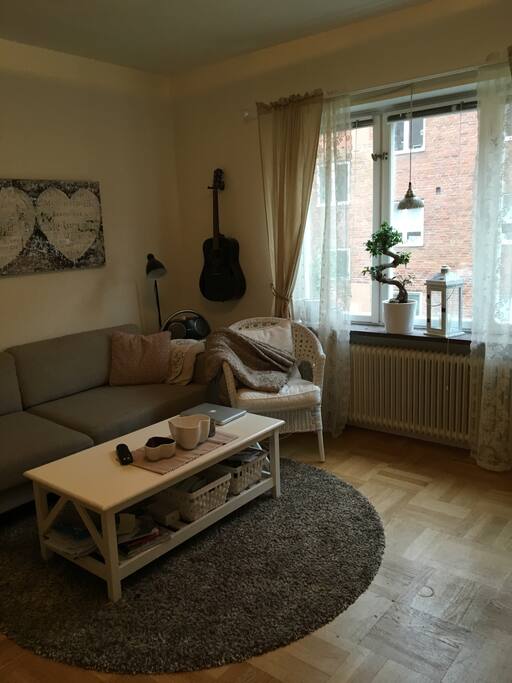 Vardagsrum med bäddsoffa