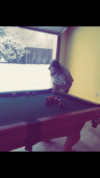 Pool table. You are welcome to shoot whenever you would like.