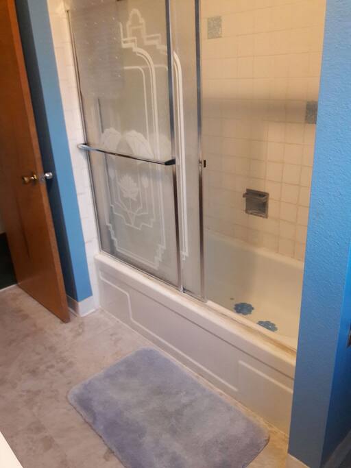 Shower in shared bathroom.