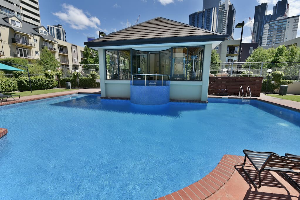 The beautiful sparkling pool is solar heated and is very warm from Mid September through to Mid May each year. Even in the winter months people still swim in it.