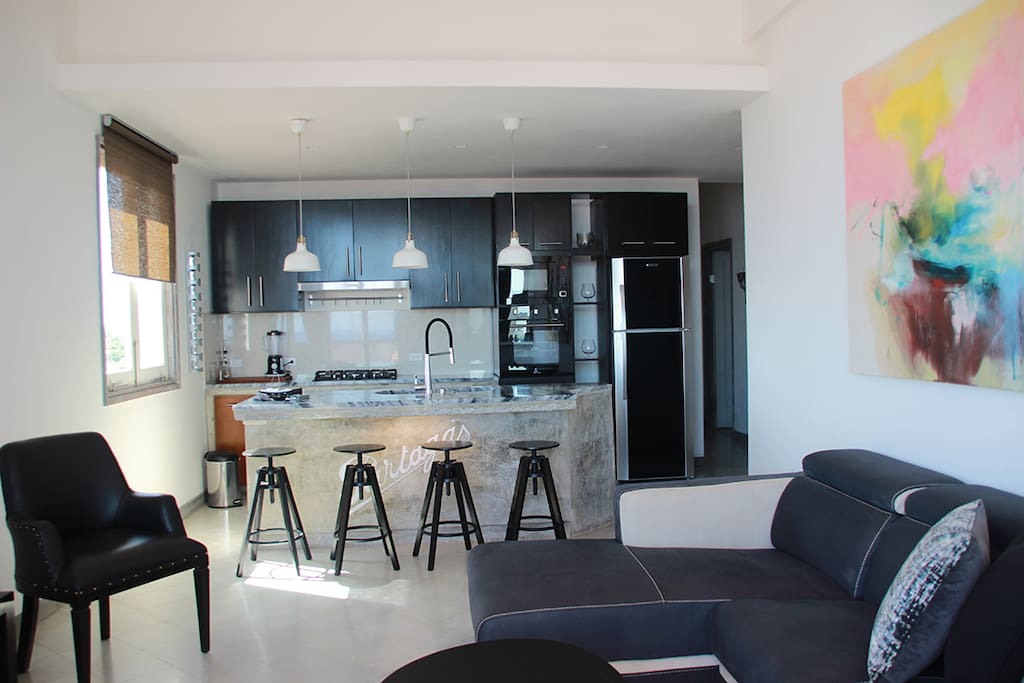 Living room and kitchen