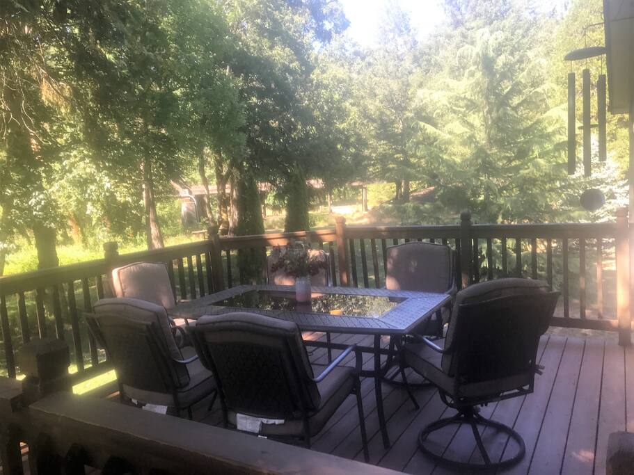 Deck time! Train trellis in the distance