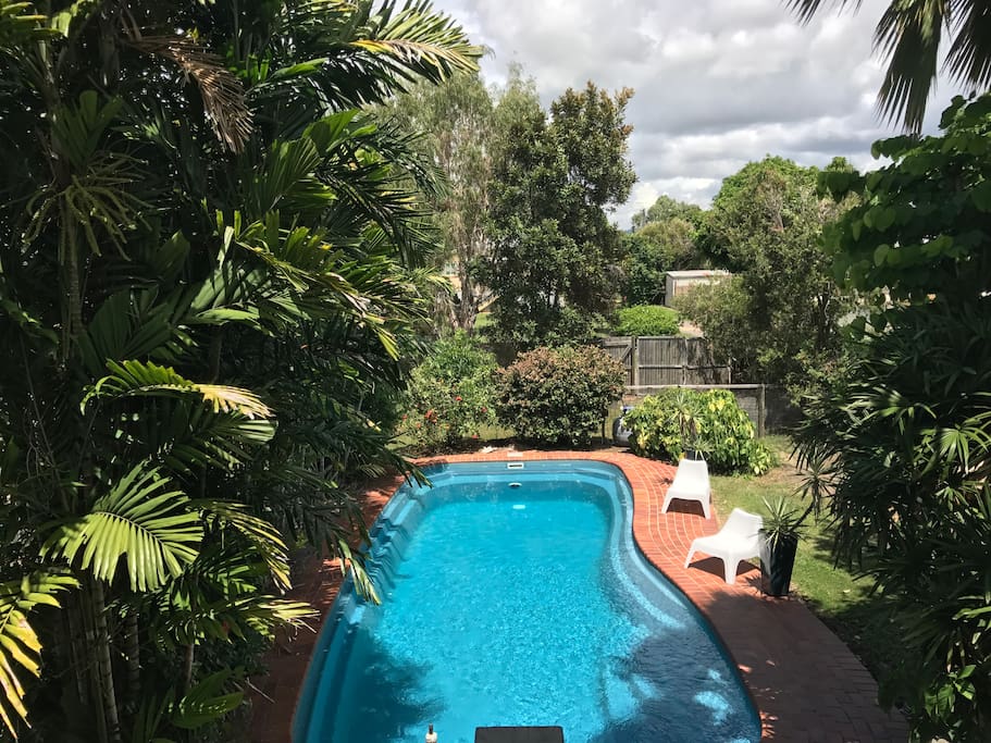 Saltwater pool in tropical garden