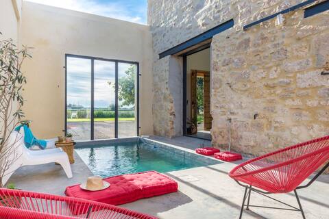 Mas Syrah, in the middle of vineyards and patio pool