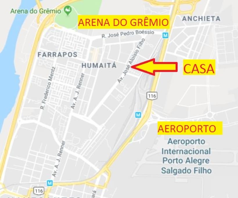 Perto do Aeroporto e da Arena Grêmio