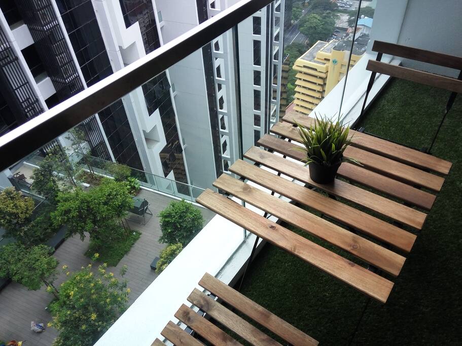 Balcony view and table set
