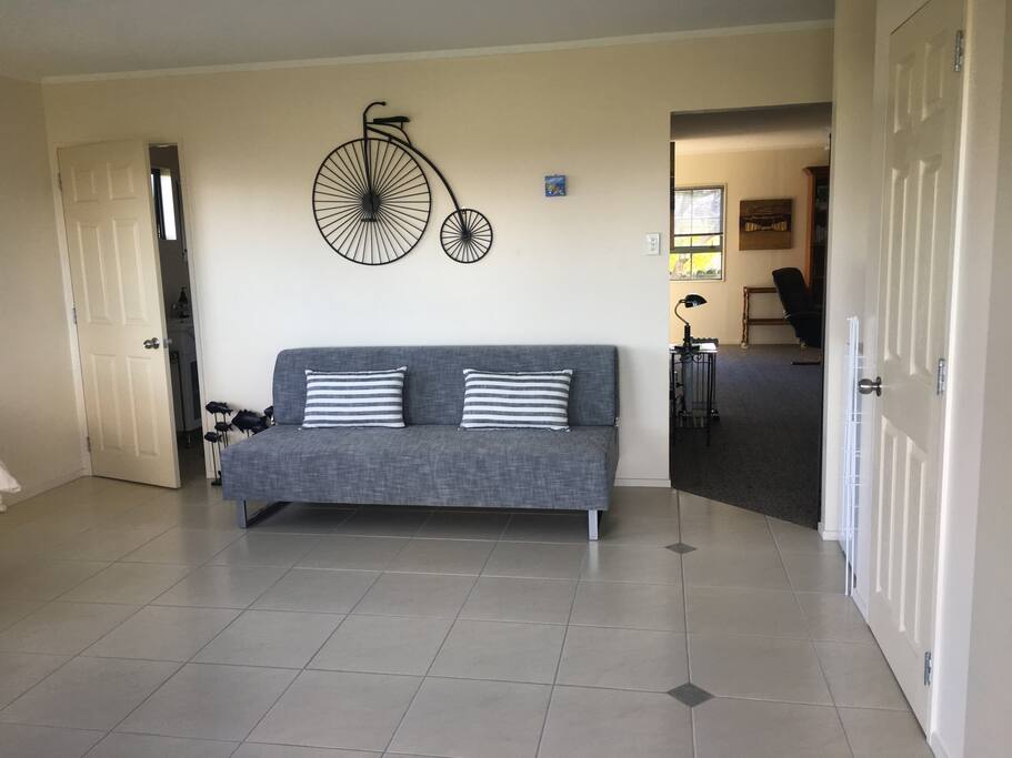 Second sofa also doubles as an extra bed - on request- with three separate sleeping spaces in this lovely apartment