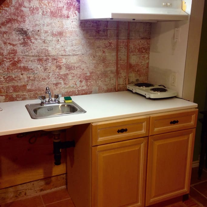 Kitchenette: Newly Renovated, New Cupboards, Open Faced Bricks