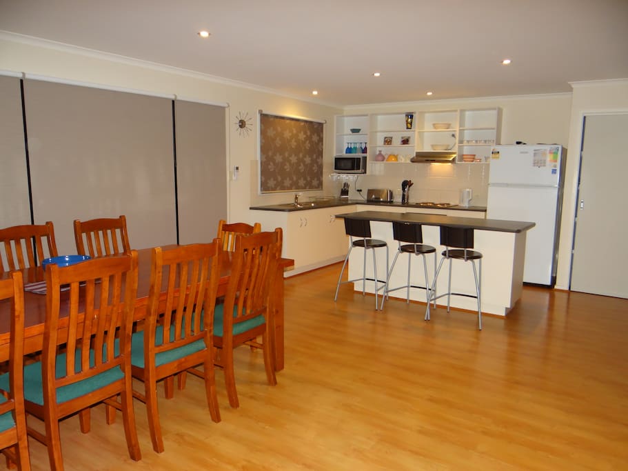 Kitchen and Dining area (Table seats 10 people)