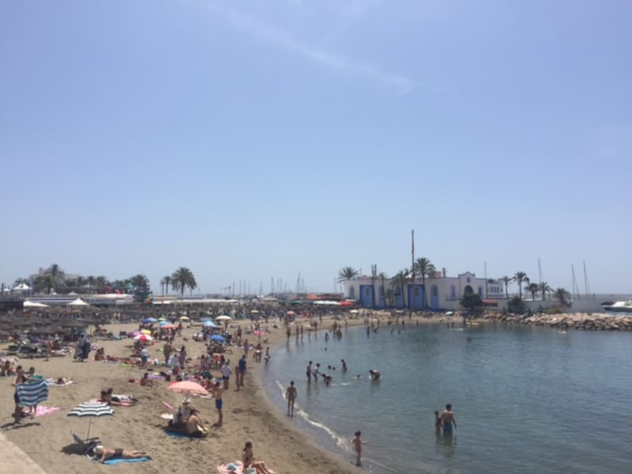 Marbella beach to the South west, in front of apartment ( 1 minute).