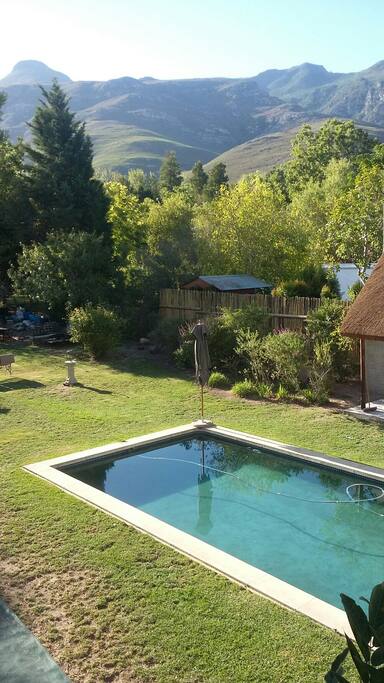 Looking down over the pool