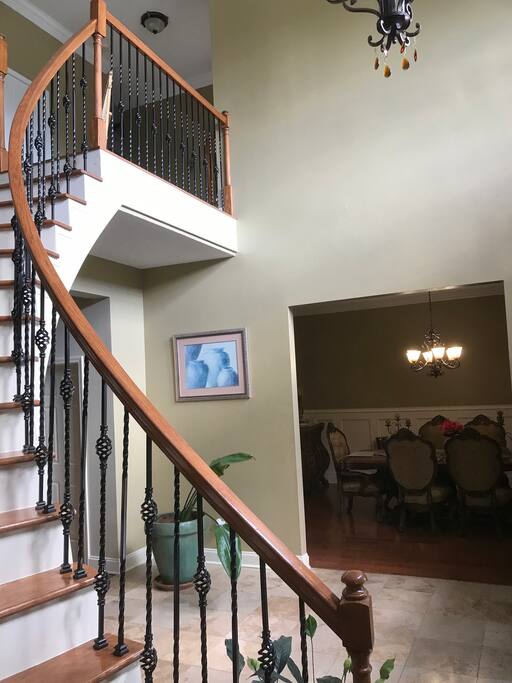 Main stairs to bed rooms and game room