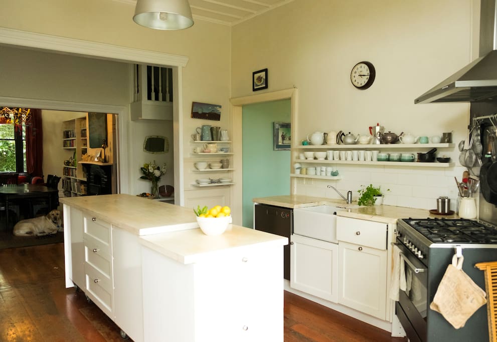 The kitchen which leads to two large lounges