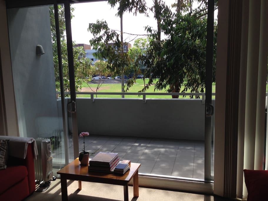 Balcony, park view.