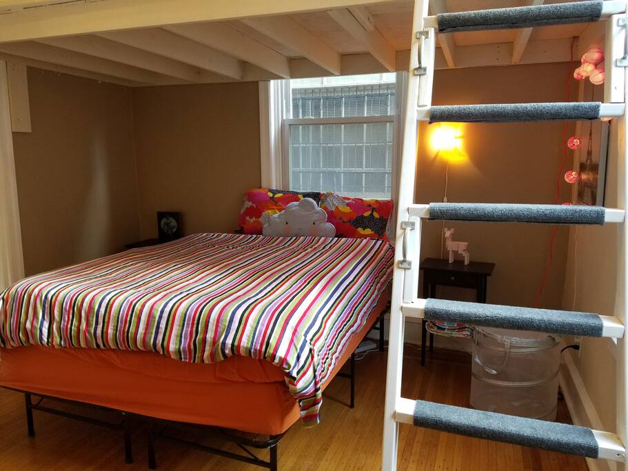 Queen sized bed, memory foam mattress.