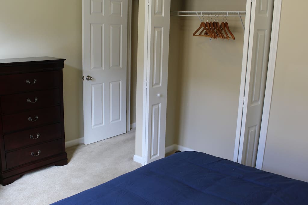 Feel free to bring everything you need, as you will certainly have the space to store it all. Your room includes a closet and a chest of drawers. Unpack and relax; you will have no need to live out of your suitcase.