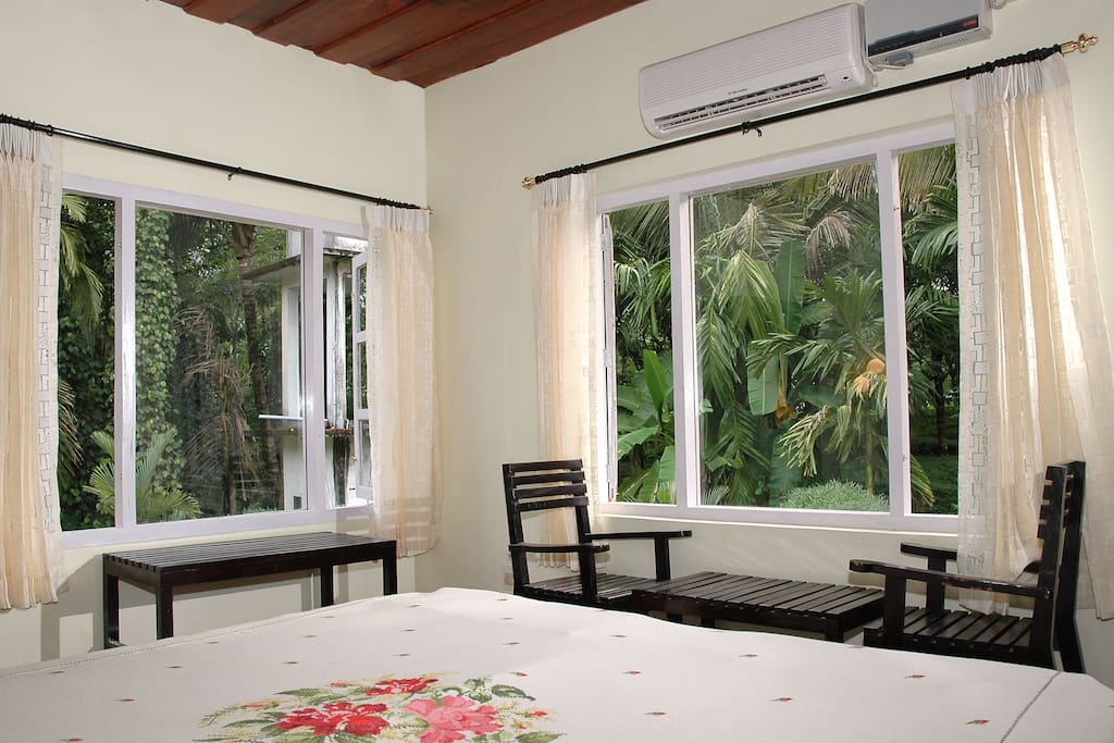 Bedroom windows open in to the plantation