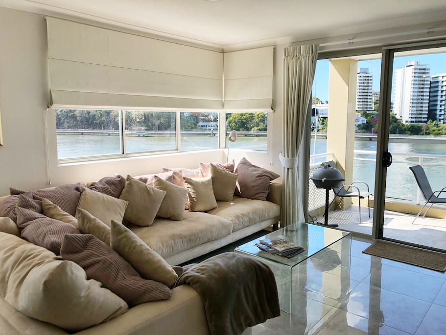 Living area overlooking the river