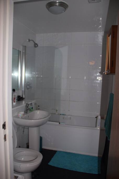 Big bathroom with great powerful shower