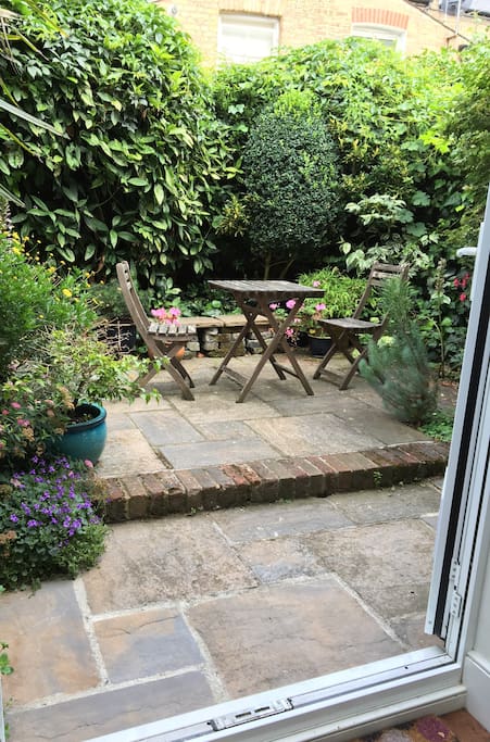 Double doors out to patio garden