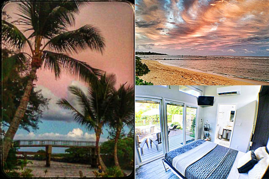The Waika'ea Canal, runs through our property.
Sunrises & moonrises are an absolute blessing to enjoy on the property while overlooking the canal from your private Lanai; or, 500' feet away at the beloved Kapa'a Beach Park.
(Actual Photos; taken from property & 500' away @ Kapa'a beach! No Filters)
