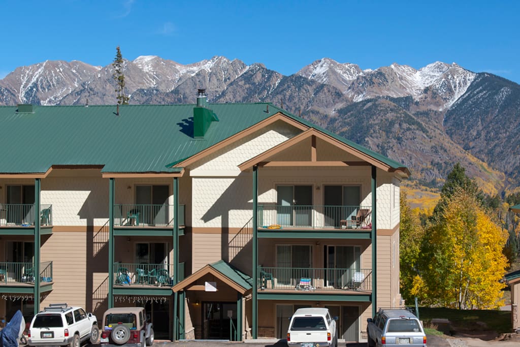 Durango Colorado vacation rental condo at Purgatory Resort condo building in Rocky Mountain Fall Color