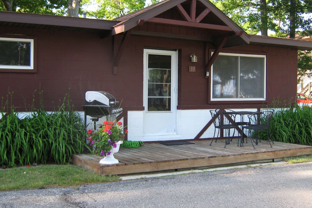 Our front deck and entrance, facing Lake Huron