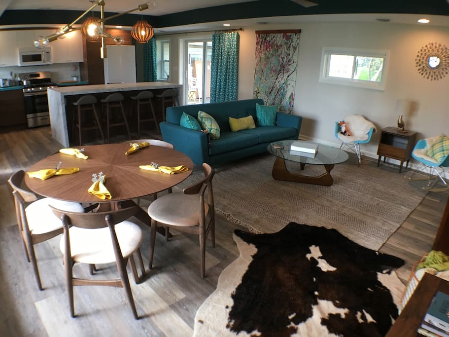 The living area has a convenient open floor plan.