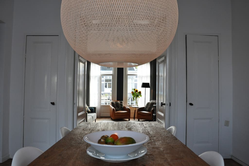 view from the dining to the living