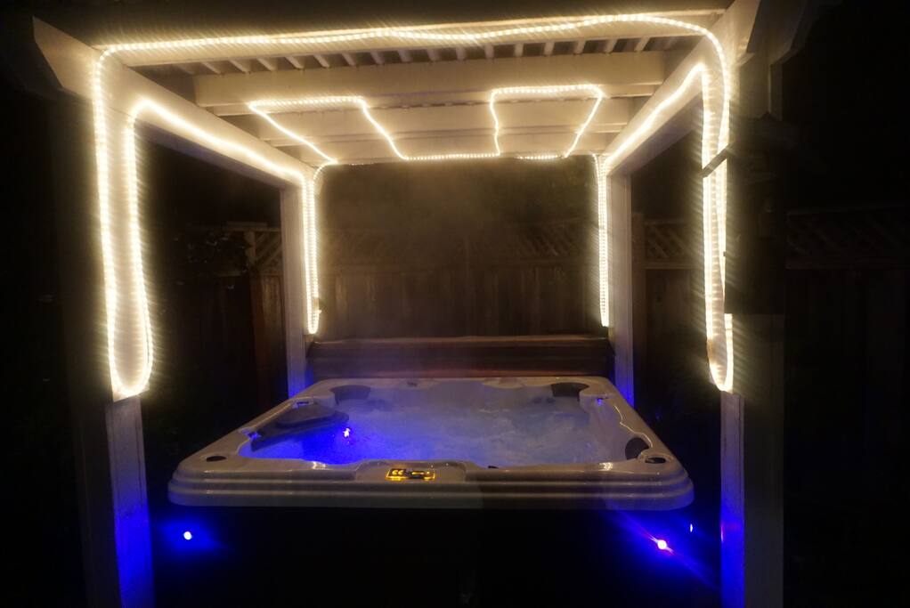 Hot Tub fits up to 6 people and is heated year round.