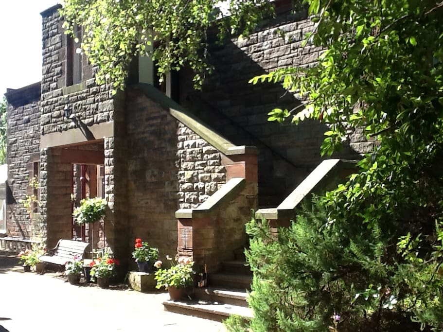 The back of the house, showing the entrance to our part of the house