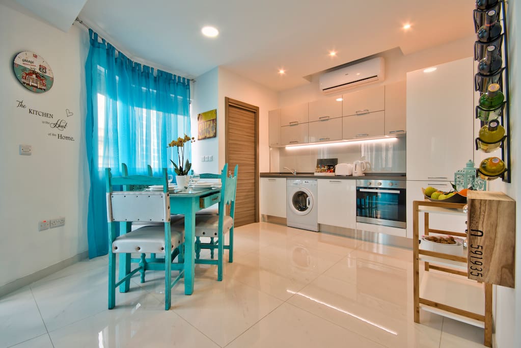 The kitchen and dining area