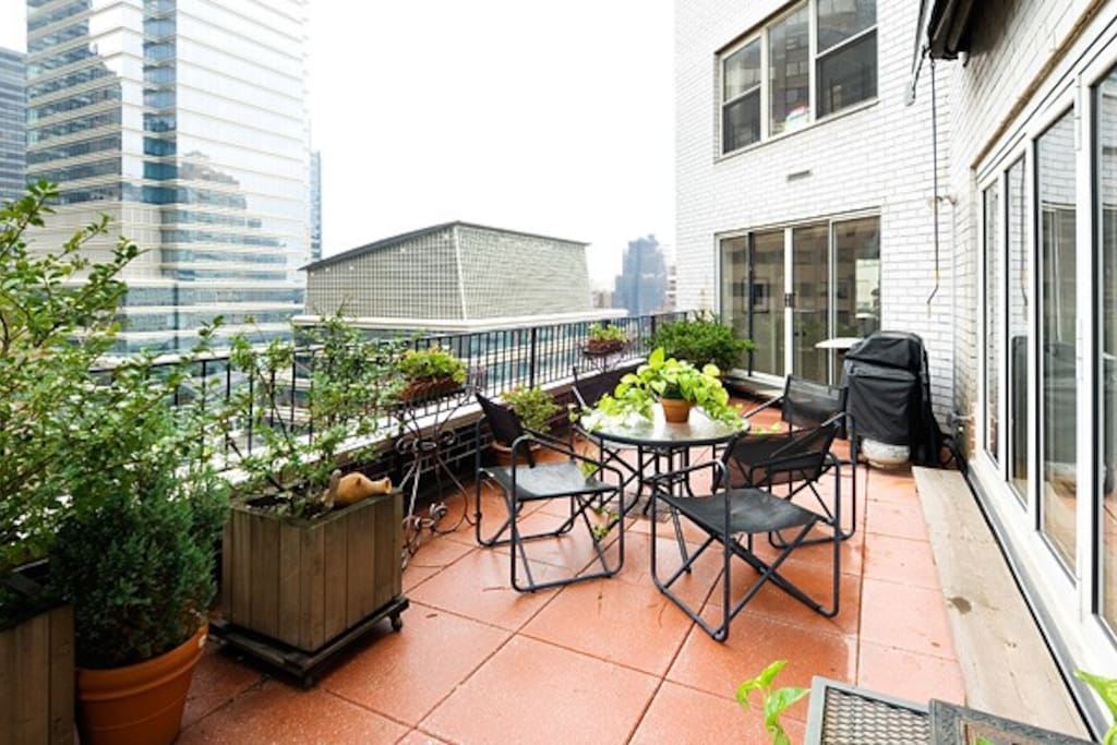 terrace to look out from and enjoy the new york city skyline view
