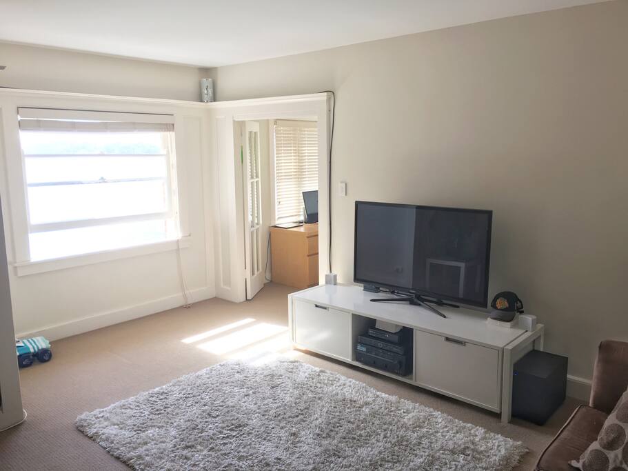 Large living space with beach views, TV, FoxTel, internet, etc.