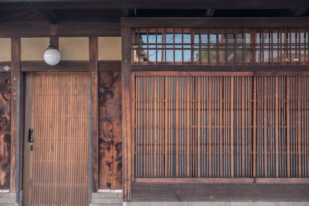 Front door and traditional machiya exterior