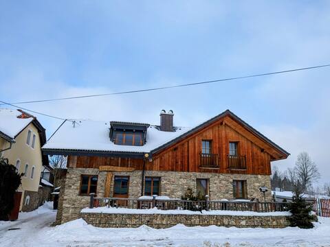 Country house style cottage with fireplace