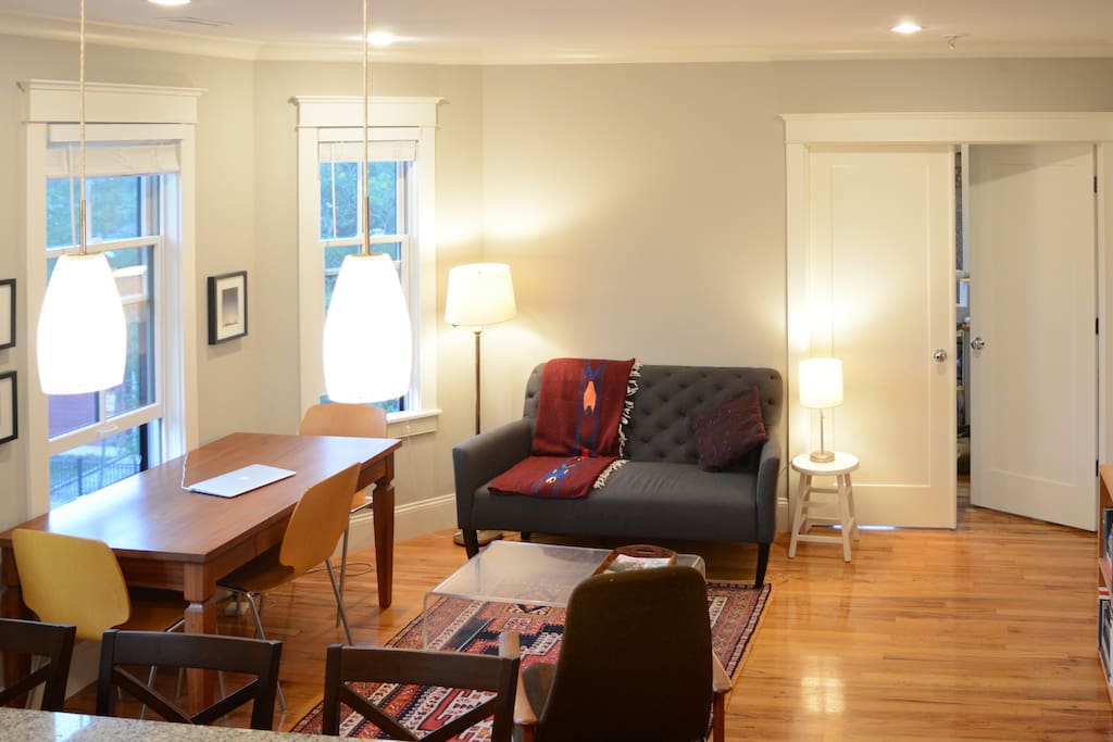 Relax with a book in our cozy living/dining room