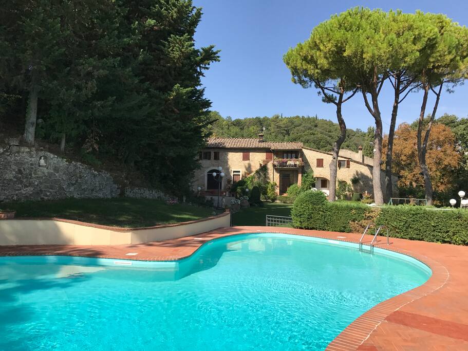 Pool area and the house