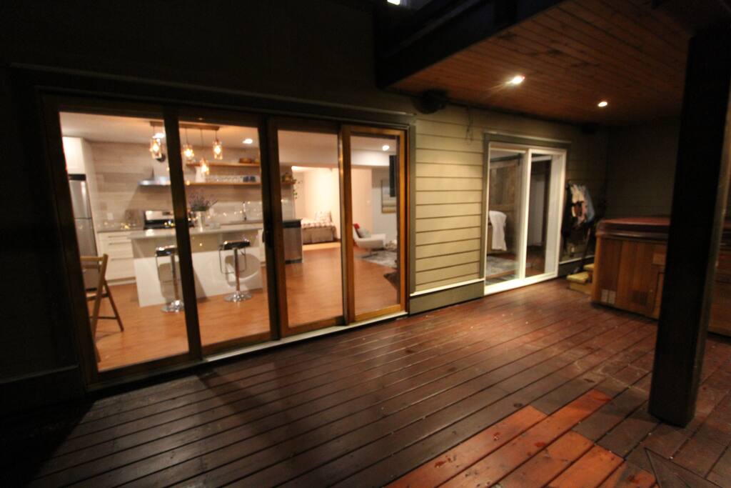 large deck area looking into suite