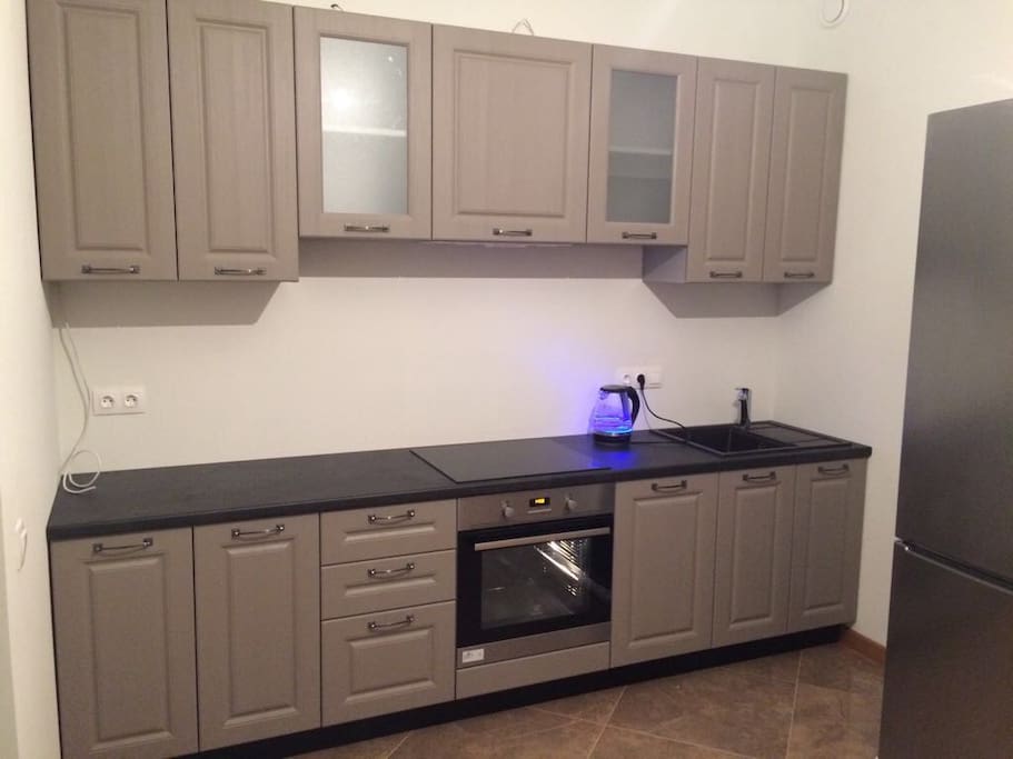Big new kitchen: dishwasher, electric cooker, oven, microwave, refrigerators etc.