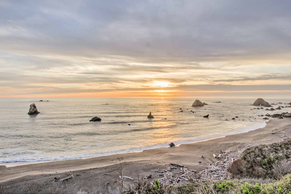 The beach is accessible via foot or car.