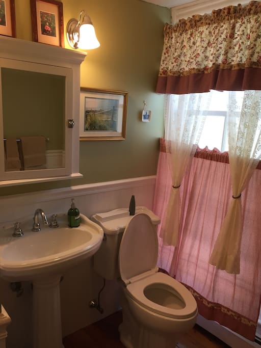 Spacious bath with shower. Private, in-room.