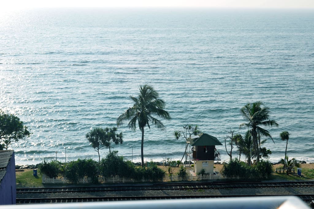 Views from the rooftop terrace. Life guard tower, and swimming beach views from the roof (35m from the apartment)