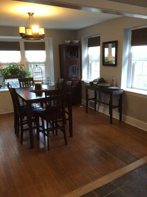 Dining room with expandable table to offer seating for 8.