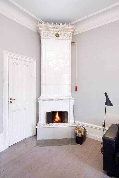 Tile stove in livingroom