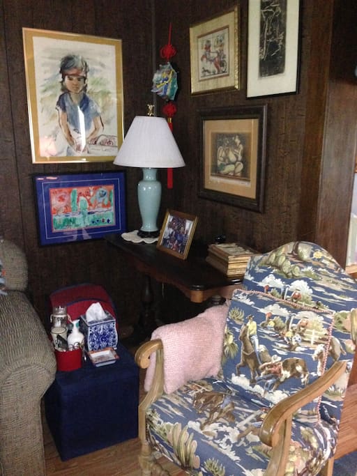 Art, antiques and photographs fill the house.