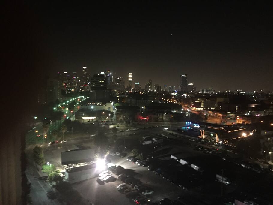 View from living room window at night