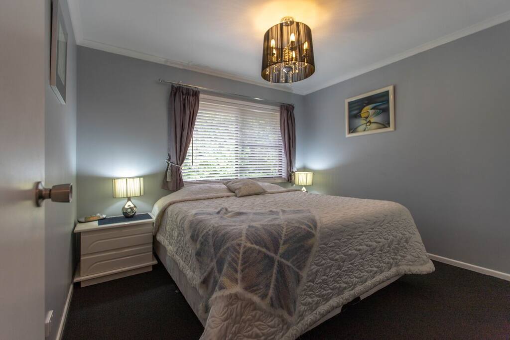 Master bedroom with king sized bed