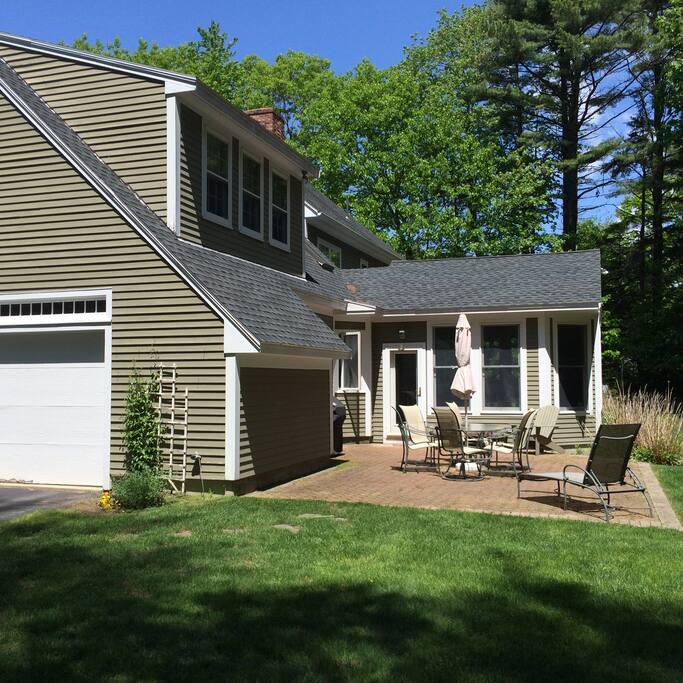 Enjoy grill, lawn furniture, and bikes. Croquet, tennis racquets, and baseball equipment available.