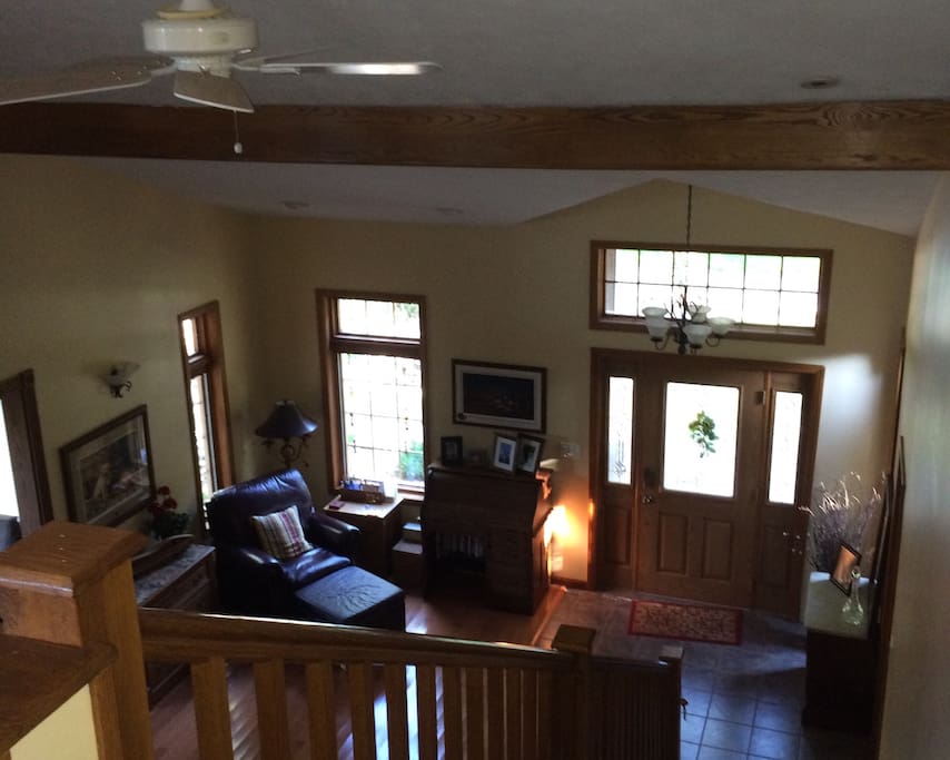 Peering down from the loft area.